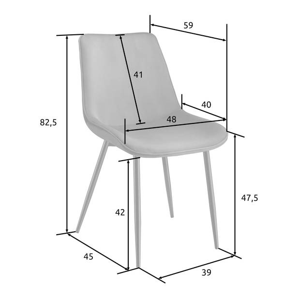 tectake - Set van 8 eetkamerstoelen kuipstoelen - Monroe Fluweellook - Creme - 404941