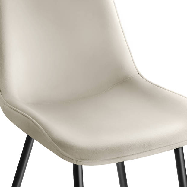 tectake - Set van 8 eetkamerstoelen kuipstoelen - Monroe Fluweellook - Creme - 404941