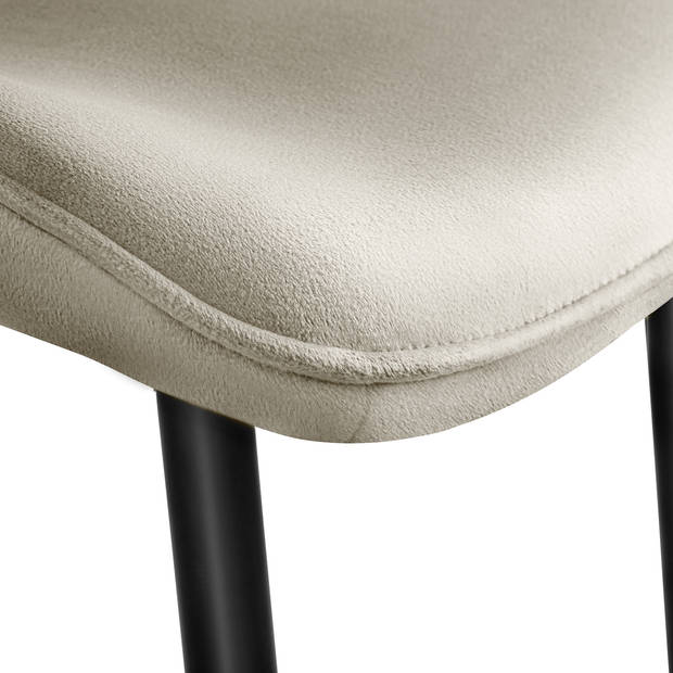 tectake - Set van 8 eetkamerstoelen kuipstoelen - Monroe Fluweellook - Creme - 404941