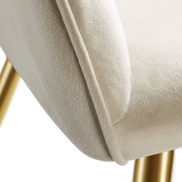 tectake - set van 4 stoelen Marilyn fluweellook - creme/goud - 404902