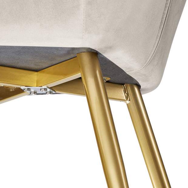 tectake - set van 4 stoelen Marilyn fluweellook - creme/goud - 404902
