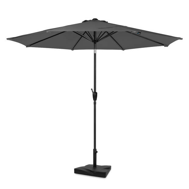 VONROC Premium Stokparasol Recanati Ø300cm – Incl. parasolvoet & beschermhoes - Ronde parasol - Kantelbaar – UV werend d