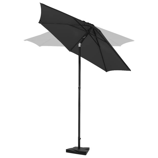 VONROC Parasol Torbole – Ø200cm – Premium Parasol - Antraciet/Zwart Incl. Parasolvoet 20 kg.