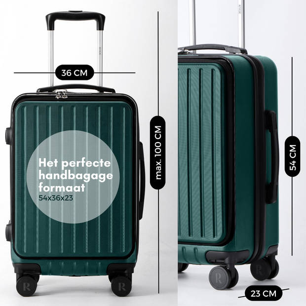 RYER Handbagage Koffer 36L - Dubbel TSA Slot - Extra sterke Rits met Voorvak