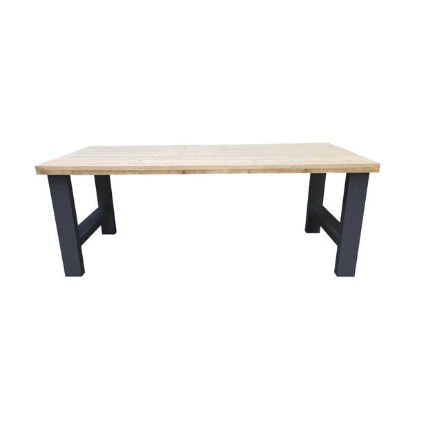 Wood4you - Eettafel Seattle - Industrial wood - hout - 220/90 cm - 220/90 cm Antraciet - Eettafels