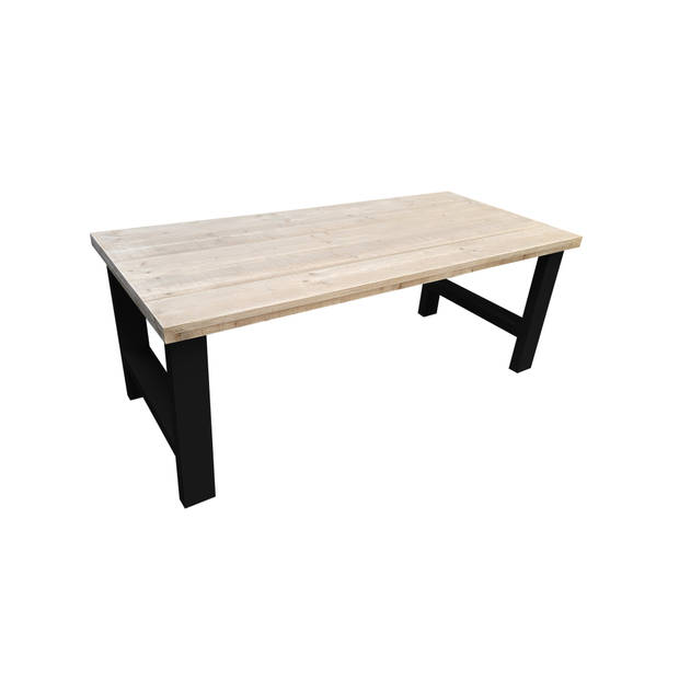 Wood4you - Eettafel Seattle - Industrial wood - hout - 200/90 cm - 200/90 cm Zwart - Eettafels