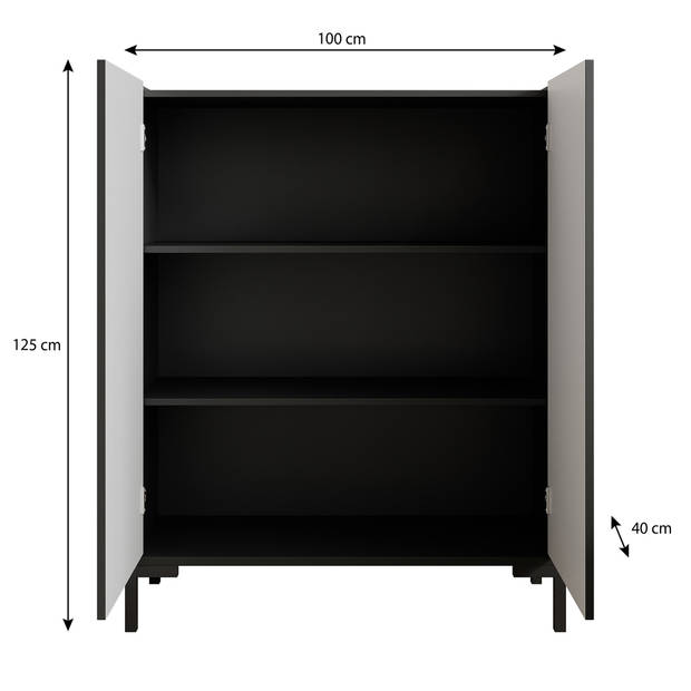 Meubella Dressoir Lemon - Zwart - 100 cm