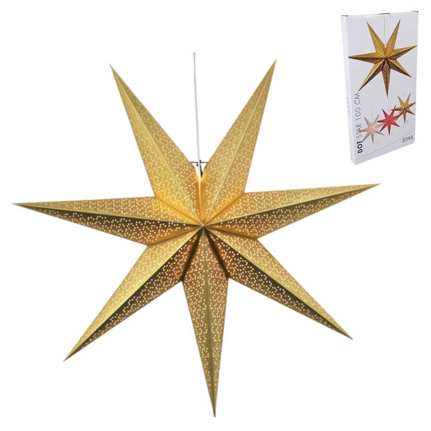 XXL Kerstster Ster Hangend Kerstdecoratie - Ø 100 cm - Papier - Goud