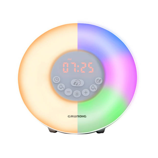 Grundig Wake Up Light - Wekkerradio - Bluetooth Speaker - AUX en USB - Natuurgeluiden - Wit
