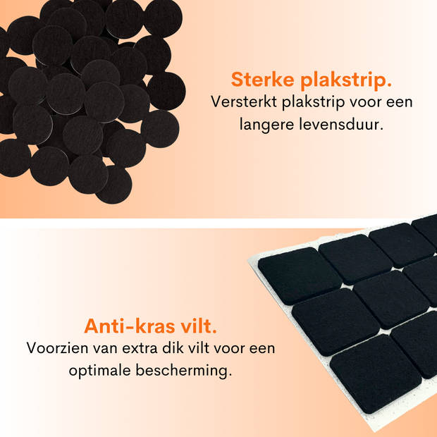 FLOOQ® Anti Kras Vloerbeschermer vilt zwart - 120 stuks - Meubelvilt Zelfklevend - Stoelpoot Beschermers