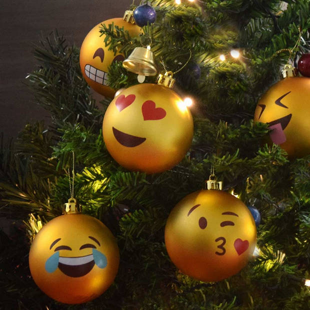 Emoji Kerstballen - Groen/Zwart