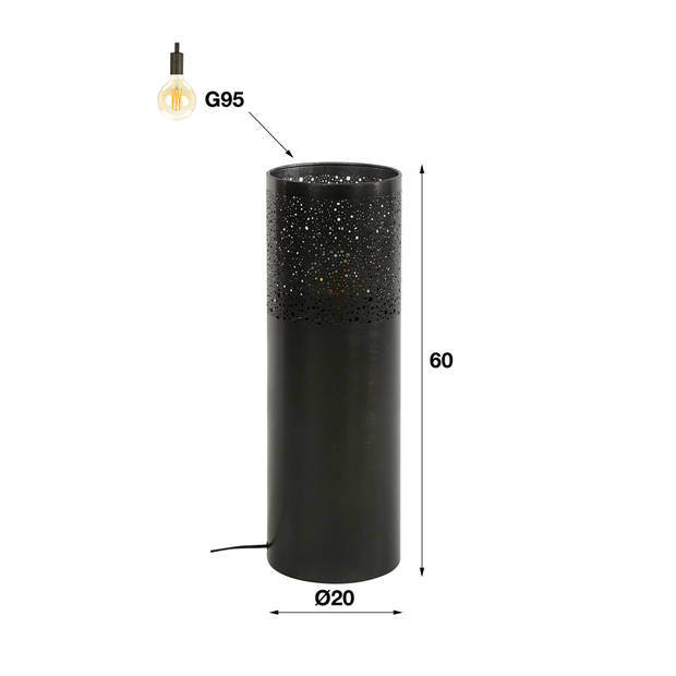 Giga Meubel - Vloerlamp Cilinder Ø20x60cm Zwart Nikkel