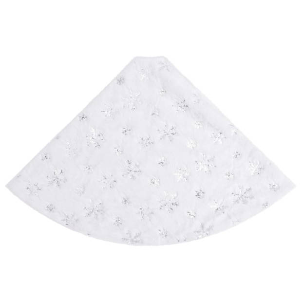 The Living Store kerstboomrok - 90 cm - wit - nonwoven achterkant - geborduurde sneeuwvlokken - langdurig gebruik