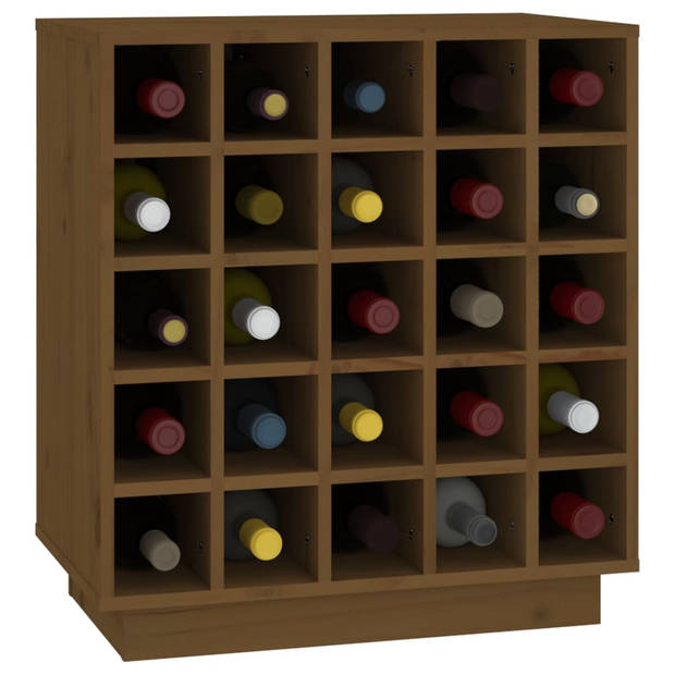 The Living Store Wijnkast Massief grenenhout - 55.5 x 34 x 61 cm - Honingbruin