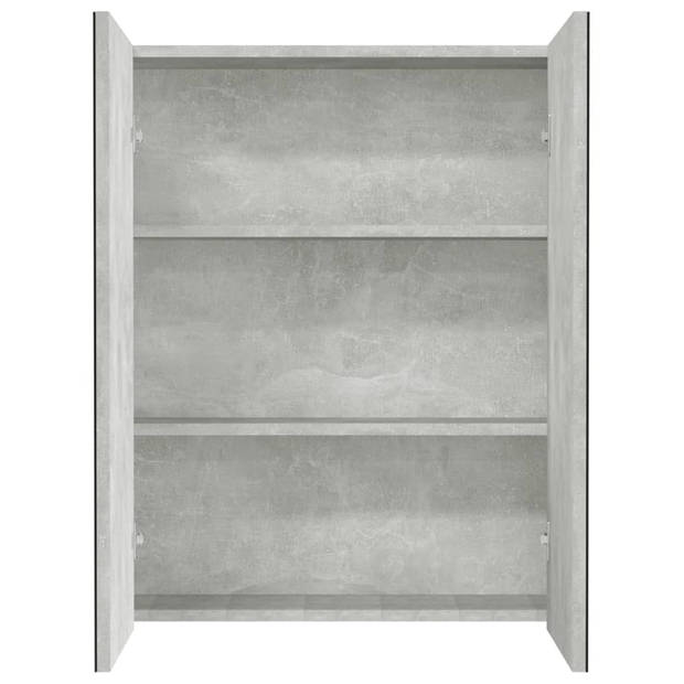 The Living Store Wandspiegelkast - Betongrijs - MDF en glas - 60 x 15 x 75 cm - 2 deuren - 3 vakken