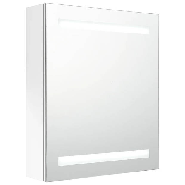 The Living Store-Badkamerkast-met-spiegel-en-LED-50x14x60-cm-glanzend-wit - Badkamerkast