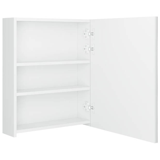 The Living Store-Badkamerkast-met-spiegel-en-LED-50x14x60-cm-glanzend-wit - Badkamerkast