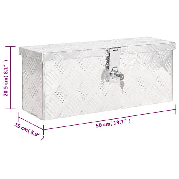 The Living Store Opbergkoffer Aluminium - 50 x 15 x 20.5 cm - Multifunctioneel