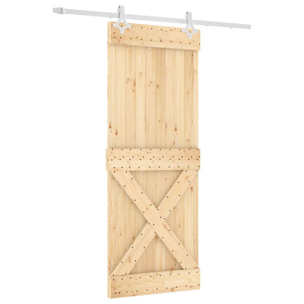 The Living Store Schuifdeur Massief Grenenhout - 80 x 3.6 x 210 cm - Ruimtebesparend en stil