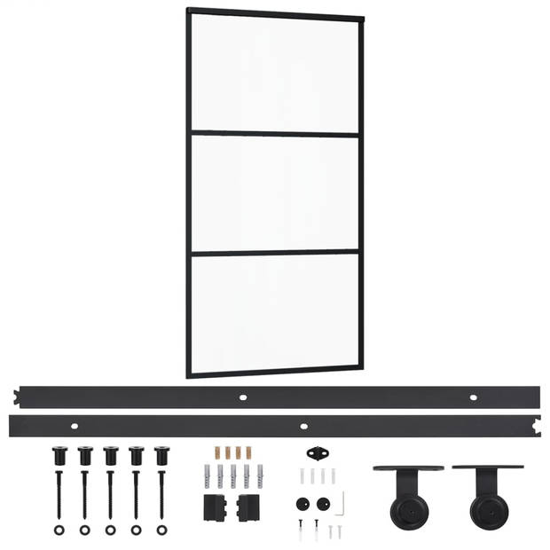 The Living Store Schuifdeur - 102 x 205 cm - Transparant ESG-glas - Aluminium