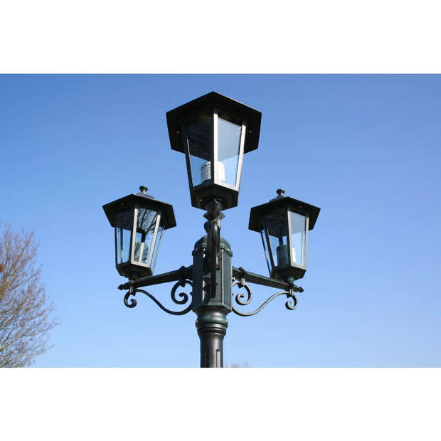 The Living Store Tuinlamp 215 cm - 3-armig - E27 fitting - donkergroen/zwart