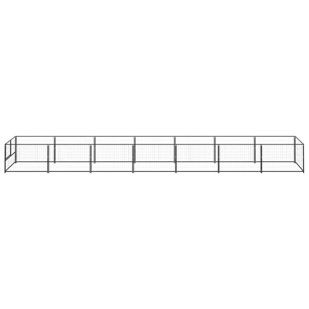 The Living Store Hondenkennel - Grote stalen buitenren - 700x100x70 cm - Zwart