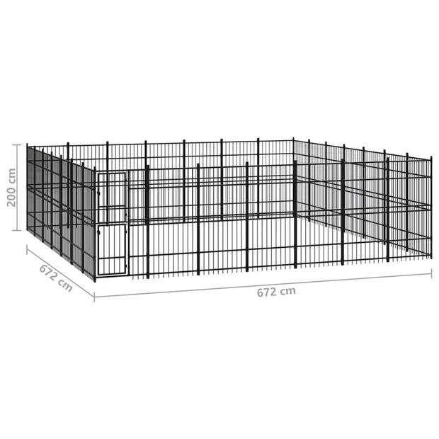 The Living Store Hondenkennel - Staal - 672x672x200 cm - Zwart