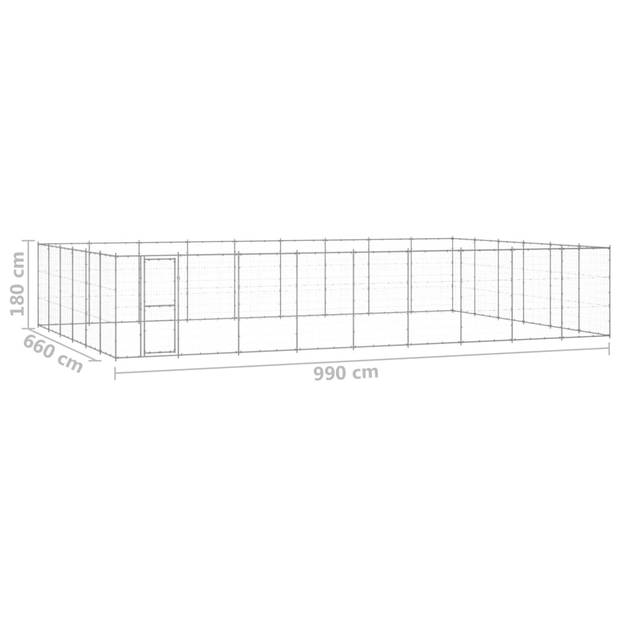 The Living Store Hondenkennel - Gegalvaniseerd Staal - 990 x 660 x 180 cm - Met Deur en Vergrendeling