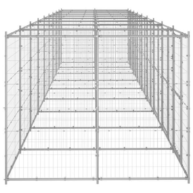 The Living Store Hondenkennel - Gegalvaniseerd staal - 990 x 220 x 180 cm - Met deuren