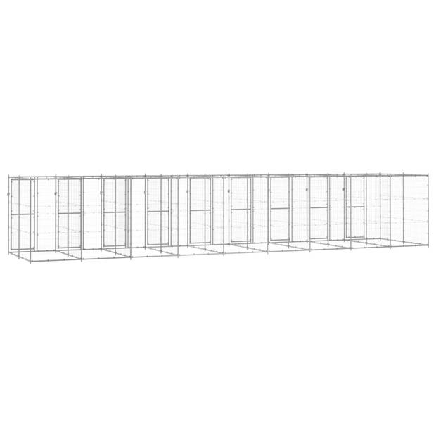 The Living Store Hondenkennel - Gegalvaniseerd staal - 990 x 220 x 180 cm - Met deuren