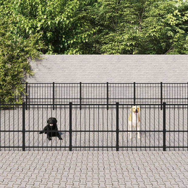 The Living Store Hondenhok Hondenkennel - Gepoedercoat Staal - 970 x 679 x 100 cm - Veilig en Stevig