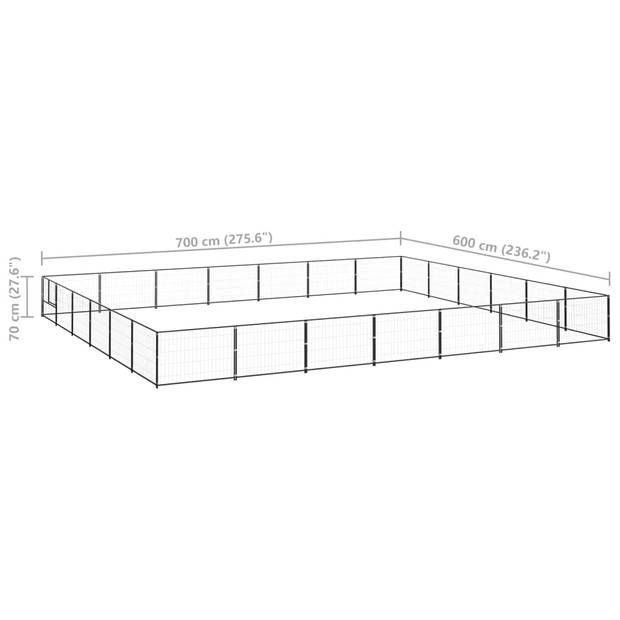 vidaXL Hondenkennel 42 m² staal zwart