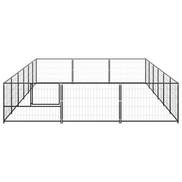 The Living Store Hondenkennel - Grote buitenren 600x300x70cm - Zwarte stalen constructie