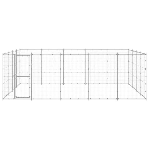 The Living Store Hondenkennel - Gegalvaniseerd Staal - 550 x 440 x 180 cm - Met Deur - Zilver