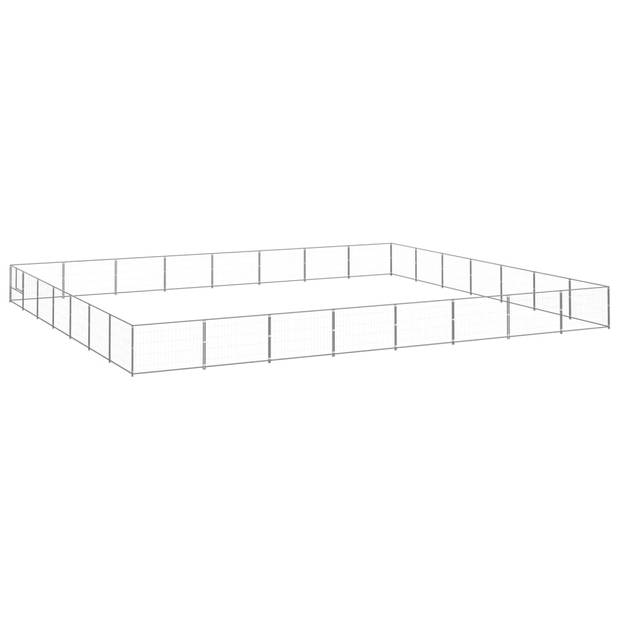 The Living Store Hondenkennel - Robuust stalen buitenren - 800x700x70 cm - Zilver