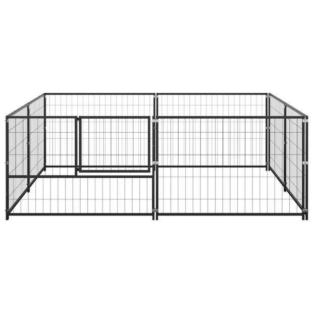 vidaXL Hondenkennel 4 m² staal zwart