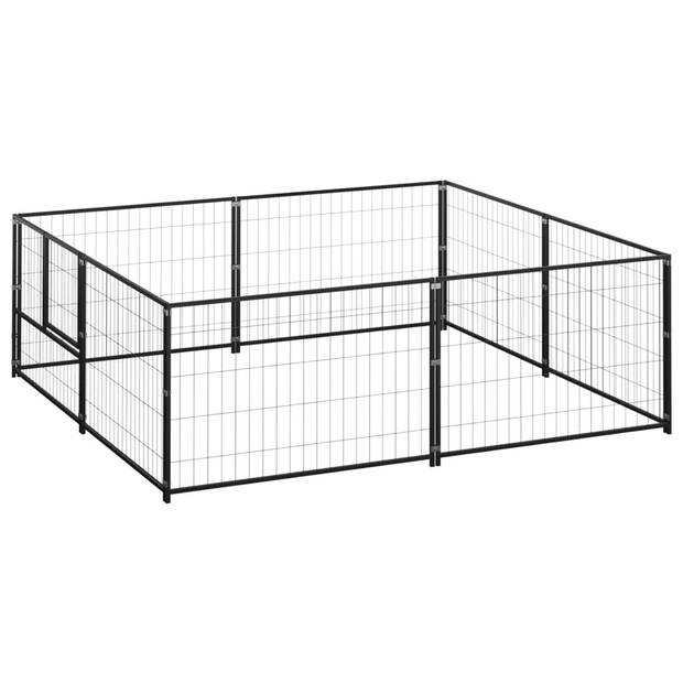 The Living Store Hondenkennel Grote Buitenren - 200 x 200 x 70 cm - Zwart