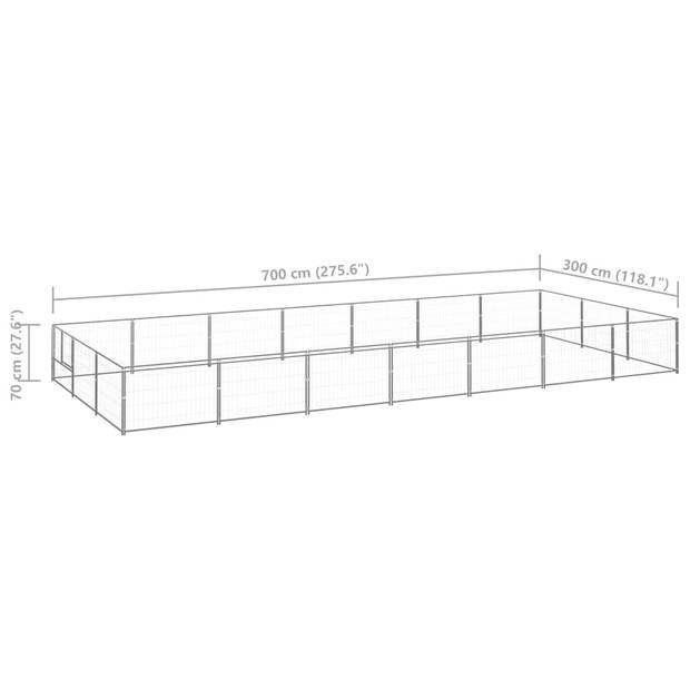 vidaXL Hondenkennel 21 m² staal zilverkleurig