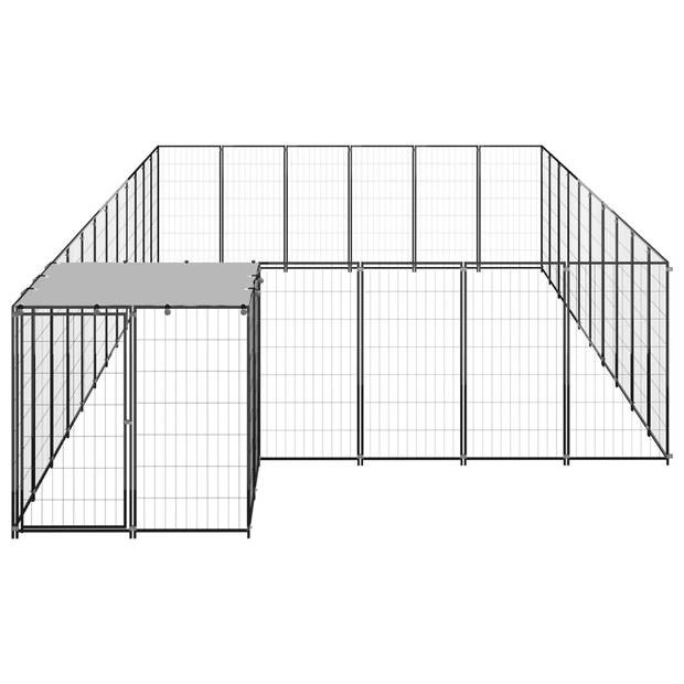 The Living Store Hondenkennel - Grote draadgaaskooi - 660 x 330 x 110 cm - Zwart en zilvergrijs