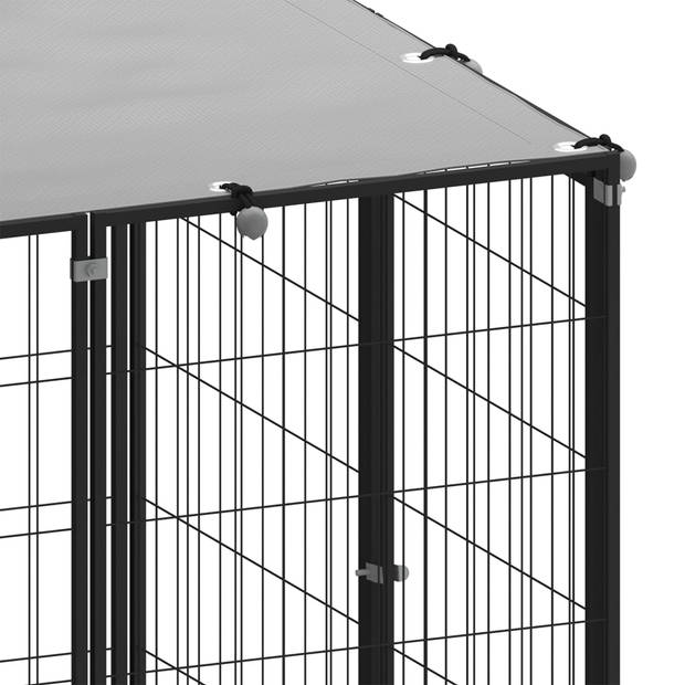 The Living Store Hondenkennel - Grote draadgaaskooi - 660 x 330 x 110 cm - Zwart en zilvergrijs