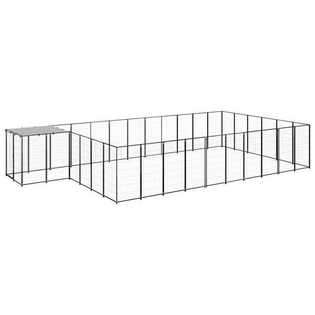 The Living Store Hondenkennel - Grote draadgaaskooi - 660 x 330 x 110 cm - Zwart en zilvergrijs