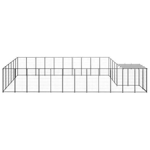 The Living Store Hondenkennel - Grote draadgaaskooi - 660 x 330 x 110 cm - Zwart en zilvergrijs