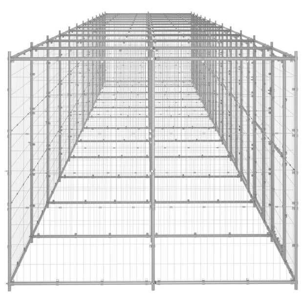 The Living Store Hondenkennel - Gegalvaniseerd Staal - 1320 x 220 x 180 cm - Afsluitbaar - Draadgaas