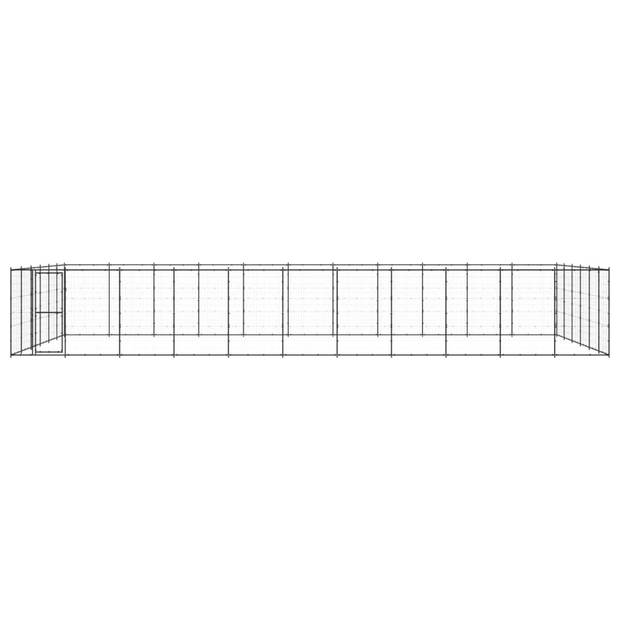The Living Store Hondenkennel - Staal - 1210 x 660 x 180 cm - Met deur en vergrendelingssysteem - Zwart