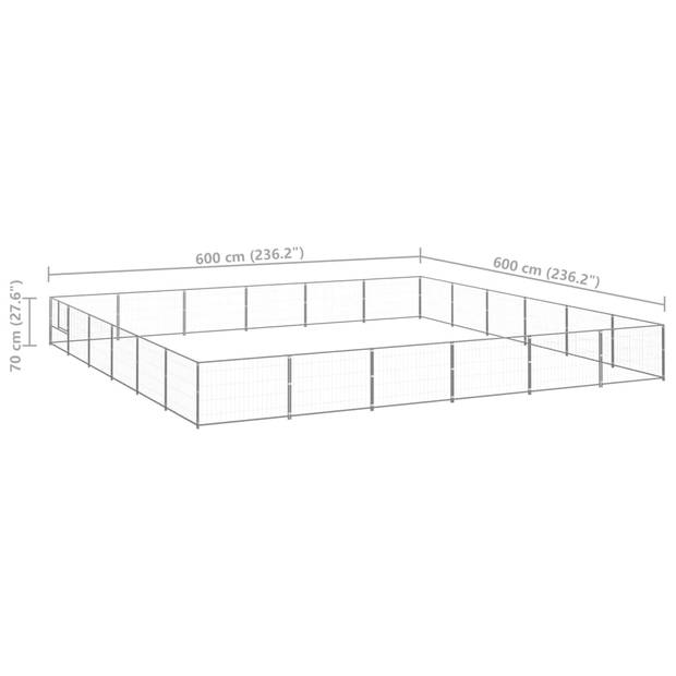 vidaXL Hondenkennel 36 m² staal zilverkleurig