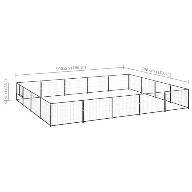 vidaXL Hondenkennel 20 m² staal zwart