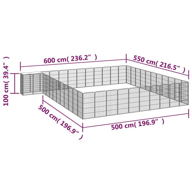 vidaXL Hondenkennel 46 panelen 50x100 cm gepoedercoat staal zwart