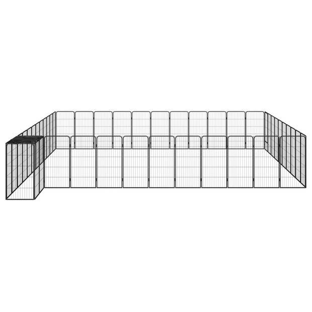 vidaXL Hondenkennel 46 panelen 50x100 cm gepoedercoat staal zwart