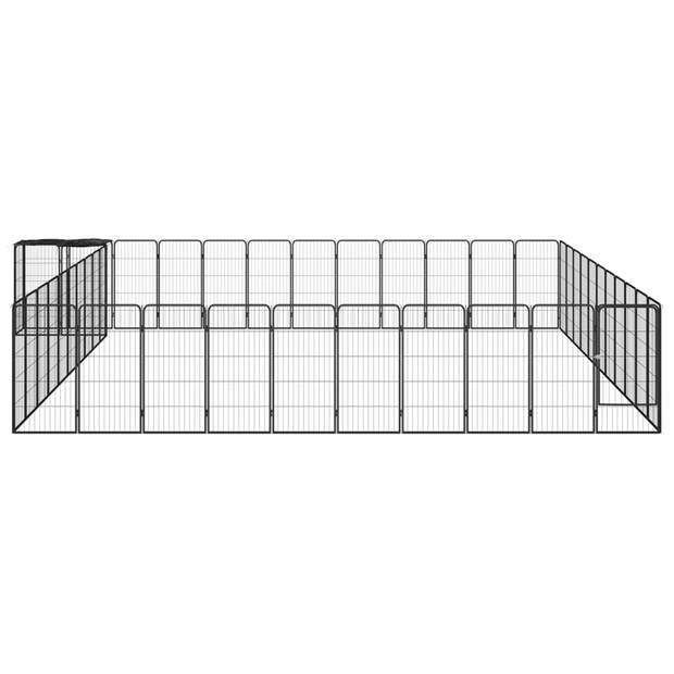 vidaXL Hondenkennel 46 panelen 50x100 cm gepoedercoat staal zwart