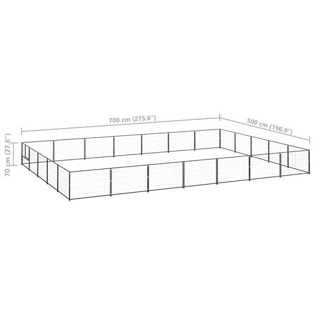 vidaXL Hondenkennel 35 m² staal zwart